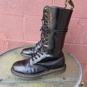 Dr Martens 1914 14 Eye Black Tall Combat Boots Size 8